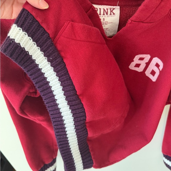 Rare PINK Victoria's Secret Hoodie - Cranberry Red - Picture 4 of 7